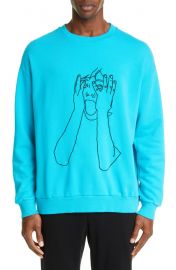 Marcelo Burlon Outline Embroidered Crewneck Sweatshirt   Nordstrom at Nordstrom